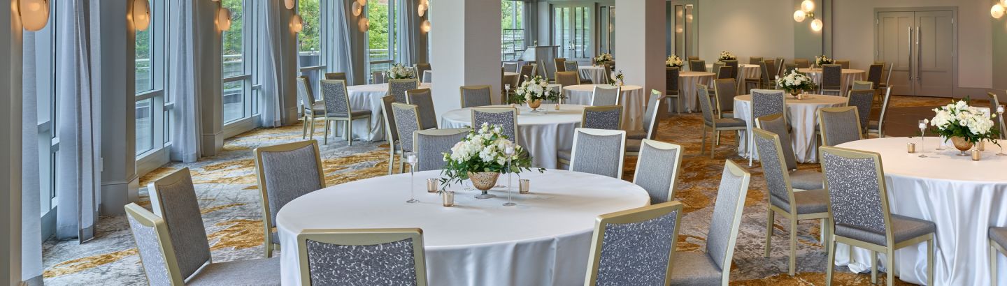 Waterfront hotel ballroom on Boston Harbor for weddings and events